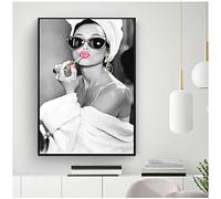 GLWDME Art mural, affiche de mode imprimée sur toile en noir et blanc, images de femme en Vogue, décoration de maison Vintage pour salon - Encadrée, 1 Pièce