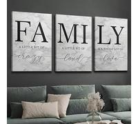 GLWDME Citations inspirantes sur la famille, toile murale, images, affiches et impressions sur fond de marbre, peinture murale pour salon(Sans cadre)