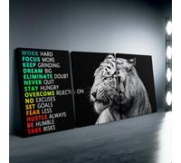 GLWDME Citations inspirantes sur toile, images pour chambre à coucher, affiches et impressions motivantes sur le thème du tigre, peinture murale pour salon(Encadrée)