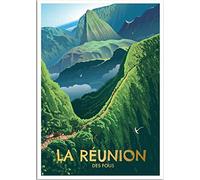 GLWDME France île de la réunion vacances rétro voyage affiche toile peinture rétro mur affiche Art impression peinture affiche décor à la maison sans cadre, 1 Pièce