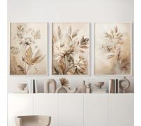 GLWDME Lot de 3 peintures murales florales et botaniques 30 x 40 cm, impressions sur toile et posters, images murales pour salon, chambre à coucher (sans cadre)