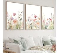 GLWDME Lot de 3 toiles murales aquarelles botaniques pour chambre à coucher, affiches et impressions, 40 x 50 cm, peinture murale pour salon (sans cadre)