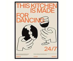 GLWDME « This Kitchen is For Dancing » Toile murale, photos, affiches et impressions pour chambre à coucher, peinture murale pour salon（Encadrée）