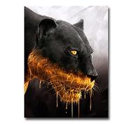 GLWDME Toile de peinture de panthère dorée noire de chasse, affiches d'animaux et panneau imprimé, images d'art murales pour décor de salon - Encadrée, 1 Pièce