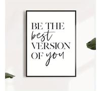 GLWDME Toile murale inspirante, citation « Be the Best Version of You », photos, affiches et impressions pour chambre à coucher, peinture murale pour salon（Encadrée）