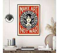 GLWDME Toile murale moderne « Make Art Not Wars » avec citation inspirante pour chambre à coucher, salon (avec cadre intérieur) 40 x 50 cm