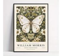 GLWDME William Morris 1 toile murale 40 x 50 cm, motif papillon et floral, affiches et impressions, peinture murale pour salon (sans cadre)