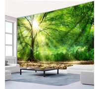 GLWDMH 150x100CM Tapisserie murale en polyester représentant un paysage de forêt ensoleillée, idéale pour le salon, la chambre, le bureau ou les fêtes, installation facile avec des clips.