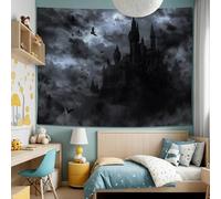 GLWDMH 150x130CM Tapisserie murale en polyester, motif château gothique nocturne, pour chambre, bureau, dortoir, décoration de fête
