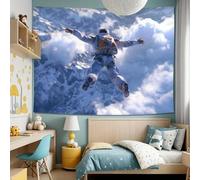 GLWDMH 150x130CM Tapisserie murale en polyester représentant un aventurier en parachute, pour chambre, bureau, dortoir, décoration de fête, avec kit d'installation