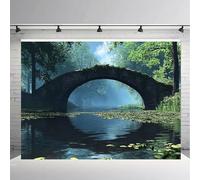 GLWDMH 150x130CM Tapisserie murale en polyester représentant un pont en arc de pierre, pour chambre, salon, décoration de fête, avec kit d'installation