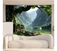GLWDMH 200x150CM Tapisserie murale en polyester représentant un arbre ancien et un coffre au trésor, pour chambre, bureau, dortoir, décoration de fête, avec kit d'installation