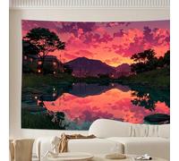 GLWDMH 230x180CM Tapisserie murale en polyester représentant un magnifique lac au crépuscule, pour chambre, bureau, dortoir, décoration de fête, avec kit d'installation