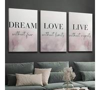 GLWDMH Citations « Dreamy, Love, Live » sur toile, tableaux, affiches et impressions pour chambre à coucher, peinture murale pour salon(Encadrée)