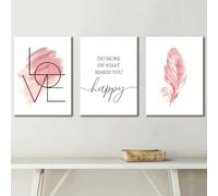 GLWDMH Ensemble de peintures murales minimalistes avec citations inspirantes sur l'amour, impressions sur toile et affiches, tableaux muraux pour salon et chambre à coucher(Encadrée)