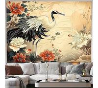GLWDMH Tapisserie murale à motif de grue à couronne rouge, en polyester, pour chambre, bureau, dortoir, décoration de fête
