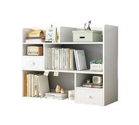 GLWJXSD Bibliothèque de bureau à 3 étagères, moderne et contemporaine, organiseur de bureau en bois robuste avec rangement, blanc