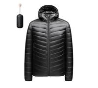GLXCHYHL Veste Gonflable pour Hommes Veste à Capuche Légère et Imperméable, Pliable et Isolante, Veste pour Hommes avec Poches, Idéale pour la Randonnée, le Camping