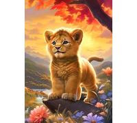 GLXPOG 5D Petit Lion Diamond Painting, DIY Peinture Broderie Diamant Painting Kit Complet, Bricolage Diamant Artisanat Strass Point de Croix Painting pour Adultes Enfants 30x40 cm