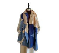 GLYLFQZJ Écharpe pour Femme Hiver Femmes Écharpe Design De Luxe Double Face Imitation Cachemire Écharpe Écharpe Chaude Châle-Bleu