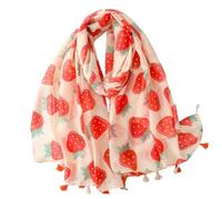 GLYLFQZJ Écharpe pour Femme Vêtements De Dessin Animé Frais D'Été Coton Sensation Écharpe Strawberry Foulard Mince Voyage Protection Solaire Foulard 88X180Cm-A.-88X180 Cm