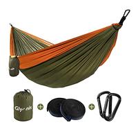Glymnis Hamac Ultra-léger en Nylon 300kg Capacité de Charge 275x140cm avec 2 x Sangles en Nylon et 2 x Mousquetons pour Camping Voyage Exterieur Jardin