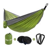 Glymnis Hamac Ultra-léger en Nylon 300kg Capacité de Charge 275x140cm avec 2 x Sangles en Nylon et 2 x Mousquetons pour Camping Voyage Exterieur Jardin