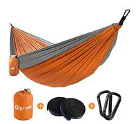 Glymnis Hamac Ultra-léger en Nylon 300kg Capacité de Charge 300x200cm avec 2 x Sangles en Nylon et 2 x Mousquetons pour Camping Voyage Exterieur Jardin