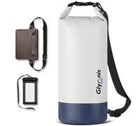 Glymnis Sac Étanche Sac Imperméable Dry Bag 10L 20L pour activités et Sports Nautiques de Plein air Natation Pêche Kayak avec Une Pochette Étanche pour Téléphone (Blan,Bleu,20L)