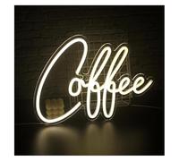 Glymzoi LED Lampe Néon Luminaires Néon Tasse À Café Lumineuse Signe Fête Boutique De Mariage Anniversaire Réunion Salle Murale(Jaune)