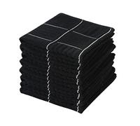 Glynniss Lot de 8 chiffons super absorbants en coton éponge pour cuisine, lavage de la vaisselle, noir, 30,5 x 30,5 cm