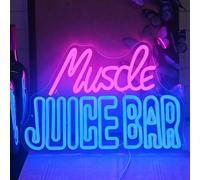 GLYOX Muscle Juice Bar Neon,Bar Club Lumiere LED Neon Mural,Enseigne Lumineuse Deco Chambre à Coucher pour Fête Cave de Homme,Néon pour Salle de Sport,Cadeau Homme Panneau Lumineux Dimmable