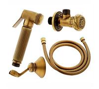 GLYYR Douchette WC Kit Douchette Toilette, Laiton Douchette WC Douchette Toilette, Antique Bronze Bidet Siège De Toilette Pistolet Salle De Bains Douche Ensemble, Mural Eau Froid PulvéRisateur