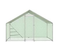 GLYYR Enclos Poulailler Parc Grillagé 3x4M avec Structure d'escalade intégrée, Poulailler d'Extérieur 12 m² avec Serrure de Sécurité en Serrure et Toit Arqué, Volailles, Cages à Oiseaux