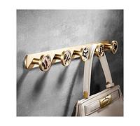 GLYYR Patère Murale avec 5 Crochets, Laiton Porte Manteau Or Brossé, pour Cuisine, Salle de Bain, Bureau, Installation à Vis, Black Shell