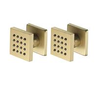 GLYYRLR Jets Latéraux Or Brossé Jet de Corps en Laiton Réglables Pulvérisation de Buse Carré Mural Jets de Massage Douche pour Accessoires de Salle de Bain, 50x50mm,2 Pack
