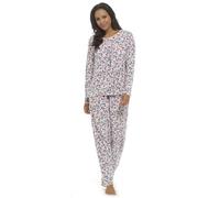 GM Apparel Ensemble de pyjama en polaire polaire pour femme - Pyjamas douillets à manches longues avec patte à boutons - Ensemble haut et bas - Vêtement de détente pour l'hiver, rose, 50-52
