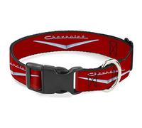 GM General Motors Collier pour Animal Domestique, Boucle en Plastique, emblème Chevrolet V 1955 57 Rouge argenté, 50,8 à 78,7 cm, 3,8 cm de Large