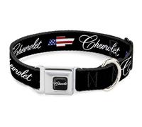 GM General Motors Collier pour chien avec boucle de ceinture de sécurité en métal Inscription Chevrolet et nœud papillon Americana Noir 28 à 41,5 cm 2,5 cm de large