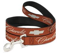 GM General Motors Laisse pour animal domestique Chevrolet Script et nœud papillon Orange Blanc 1,8 m de long 1,3 cm de large