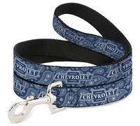 GM General Motors Laisse pour chien Chevrolet Nœud papillon Paisley Bleu Blanc 1,2 m de long 2,5 cm de large