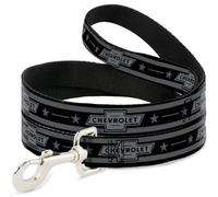 GM General Motors Laisse pour Chien Vintage Chevrolet 1934 avec nœud Papillon et Rayures Noir/Gris 1,2 m de Long 1,3 cm de Large