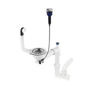 GM GranMaster Siphon pour Évier de Cuisine Automatique à 1 Chambre, Siphon peu Encombrant avec Trop-Plein - Bonde pour Évier, Fabriqué en Italie, Connexion en Bas : 1 1/2" - Panier Filtre à Commande