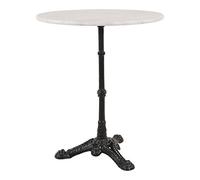 GM-Milte Table de jardin Table bistro en marbre Blanc, Pied en fonte Ø 60 cm