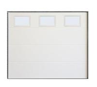 GM Portes - Porte de Garage LINE Sectionnelle Premontée | Panneaux sans lignes avec hublots | Moteur: Somfy 600 RTS - Inclus | 200cm X 240cm | Blanc - Finition lisse sablé