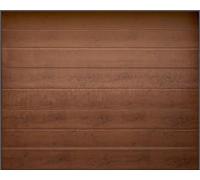 GM Portes - Porte de garage LINE Sectionnelle Premontée | Panneaux une ligne lisse bois clair | Moteur: Somfy 600 RTS - Inclus | 200cm X 240cm | Brun - Finition lisse, 1 ligne