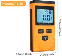GM630 Humidimètre digital pour bois LCD rétro-éclairé Testeur d'humidité du bois portable 8 vitesses commutables avec batterie 9V 6F22 pour la plupart des types de bois