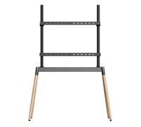 GMB-Audio Support de Sol pour Téléviseur Moderne Noir/Bois pour Écrans de 55'' à 86'', Hauteur Ajustable, Gestion des Câbles -