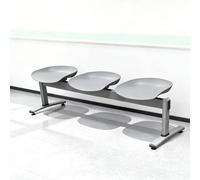 GMBAYUE Banc de Salle D'attente 2/3 Places, Sièges de Bureau, Bancs avec Structure Métallique Aspect Chrome for Aéroport, Banque, Hôpital, Salon, Terrain de Basketball, École(Gray,150cm/59in)