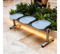 GMBAYUE Banc de Salle D'attente 2/3 Places, Sièges de Bureau, Bancs avec Structure Métallique Aspect Chrome for Aéroport, Banque, Hôpital, Salon, Terrain de Basketball, École(Blue,150cm/59in)